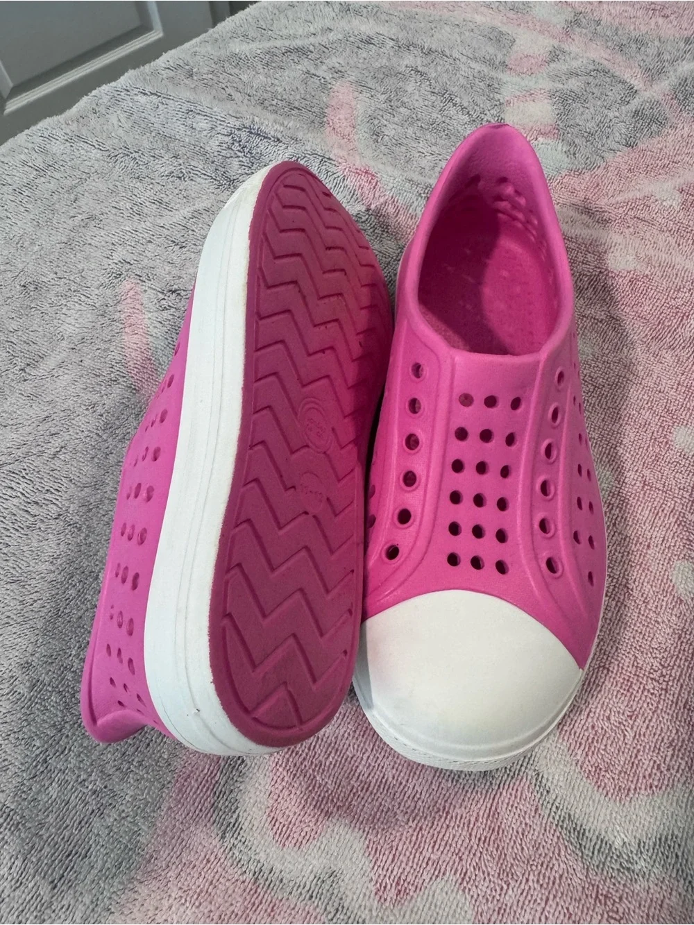 wonder nation Pink Slip-On Perforated Water Shoes with White Toe